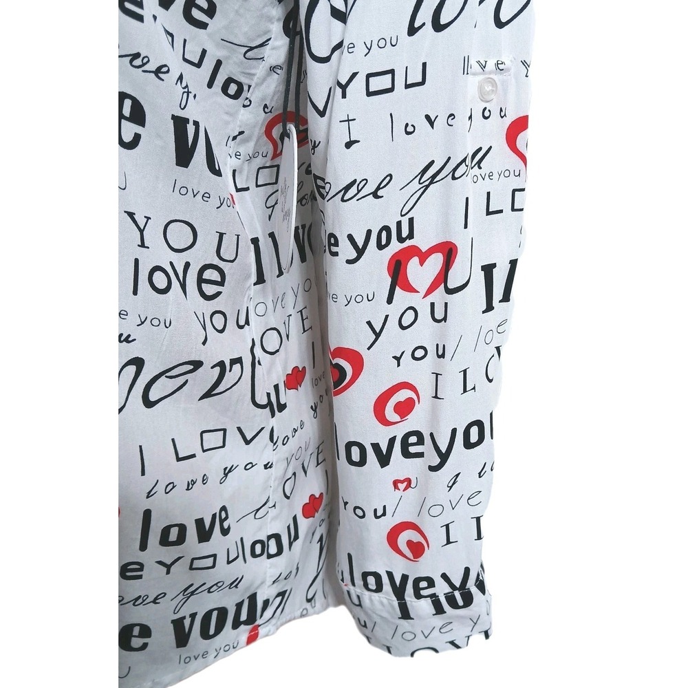 Milk & Honey Women Novelty Button Down Shirt XL White Red Hearts Love Valentine - Picture 3 of 6